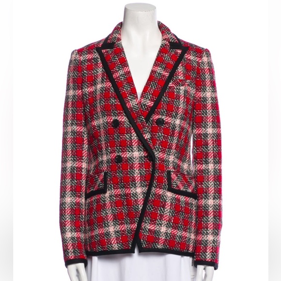 $698 Veronica Beard Harriet Cutaway Dickey Jacket stunning luxe red tweed sz 4 - Picture 6 of 16